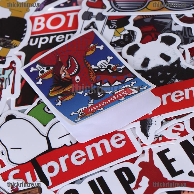 Bộ 50 Miếng Dán Trang Trí Xe Hơi / Ván Trượt / guitar / laptop Họa Tiết graffiti Bằng PVC