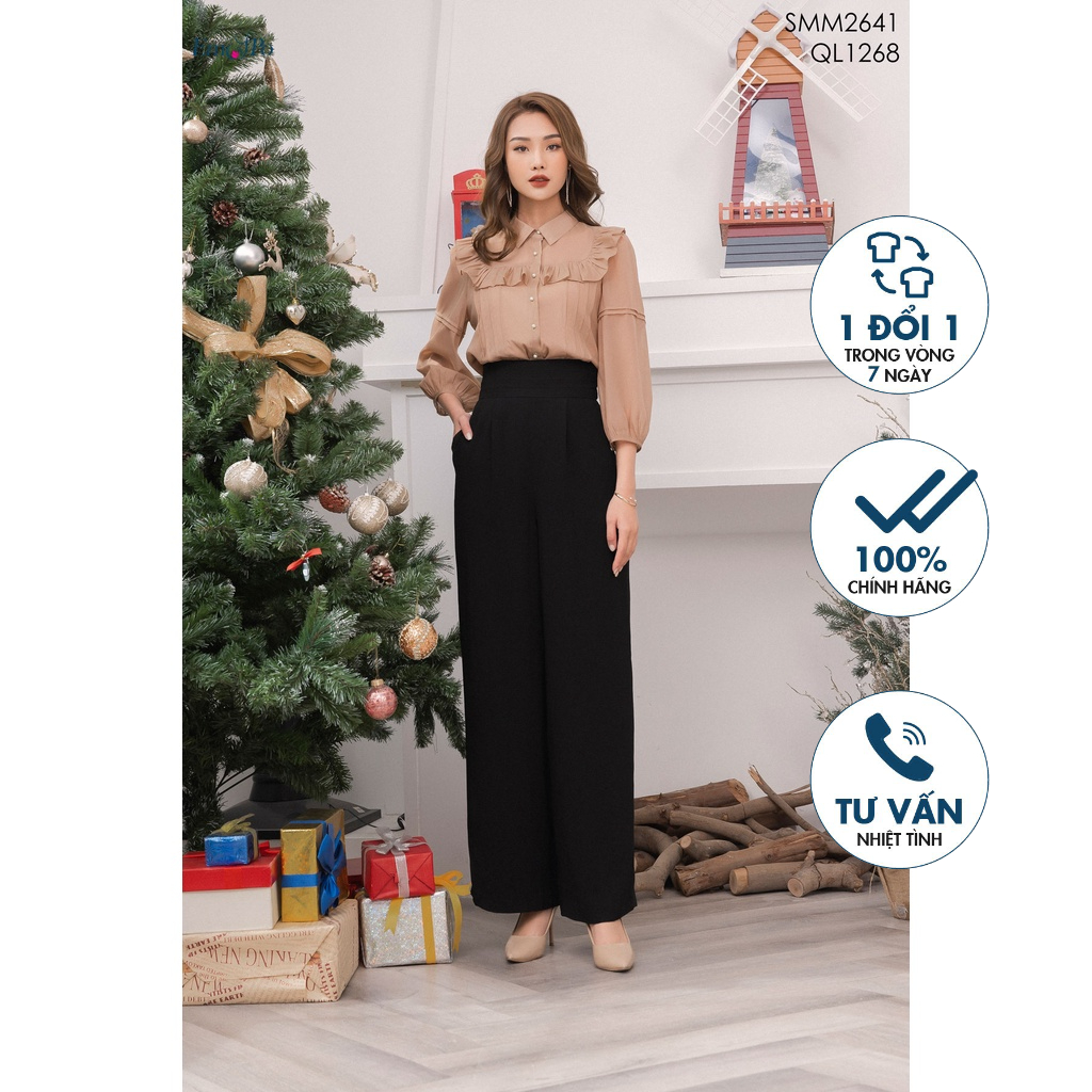 Quần ống suông, cạp to, bấu mí EMSPO QL1268