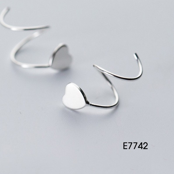 Khuyên tai bạc Ý s925 trái tim xoắn E7742 - AROCH Jewelry