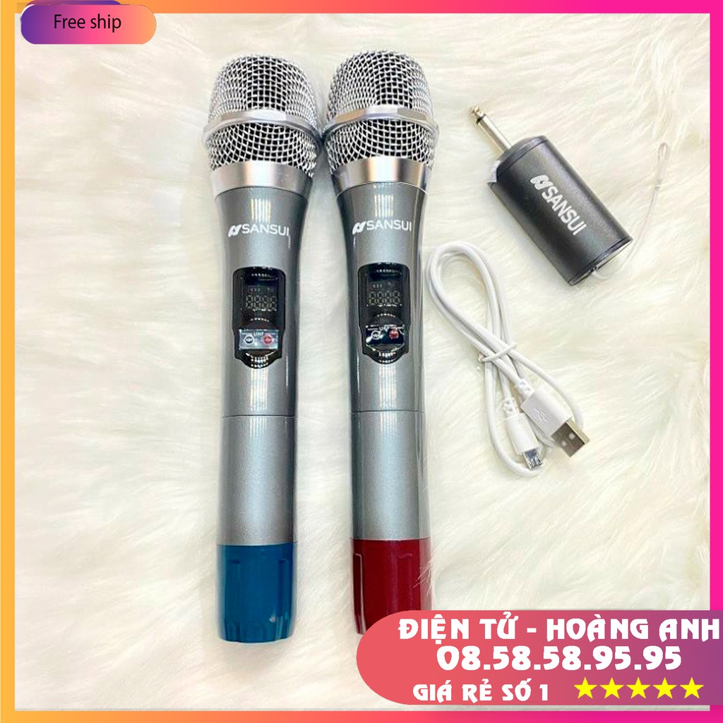 Micro không dây Sansui SK10-28 ( 2 micro ) cao cấp chuyên dùng cho loa kéo, amply, mic hút ít hú hát cực nhẹ