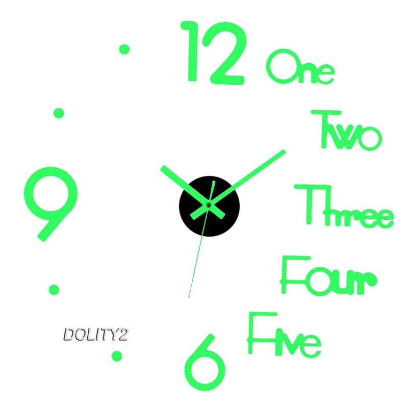 Bộ 2 Đồng Hồ Dán Tường 3D DIY Phát Quang Không Khung Thiết Kế Đơn Giản