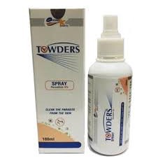 TOWDERS SPRAY 100ML. PERMETHRIN 5%. LÀM SẠCH CÁC LOẠI KÝ SINH TRÙNG KHỎI DA