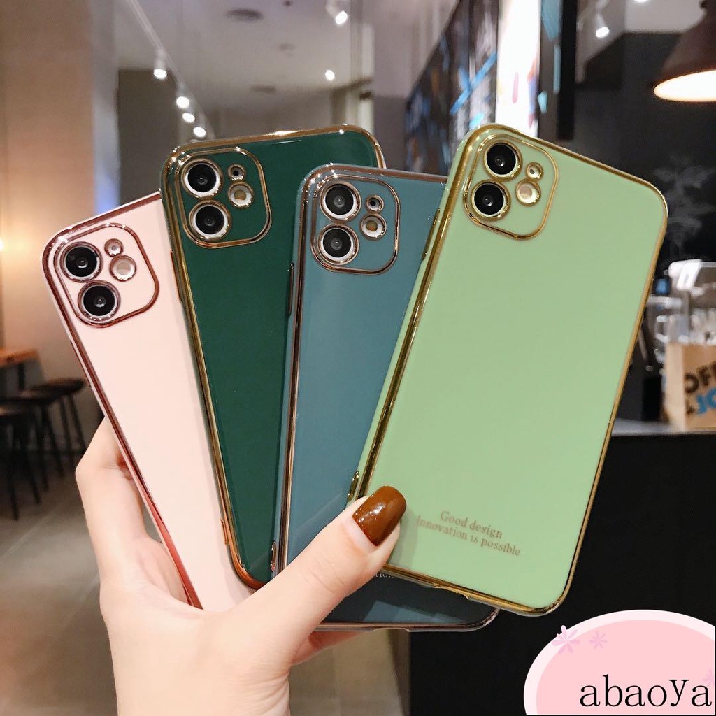 Ốp lưng iphone viền vuông Mạ Vàng iphone 12 Pro Max Mini SE 2020 11 Pro Max XS XR 8 7 6 6s Plus