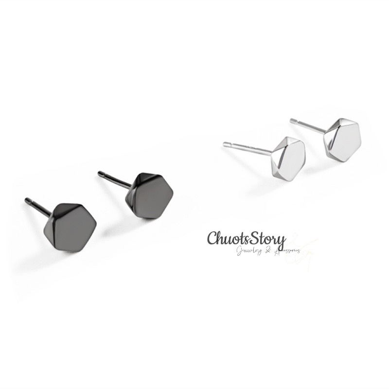 Khuyên tai nam nữ hình ngũ giác, bông tai titan thời trang unisex - KTU0007 - ChuotsStory