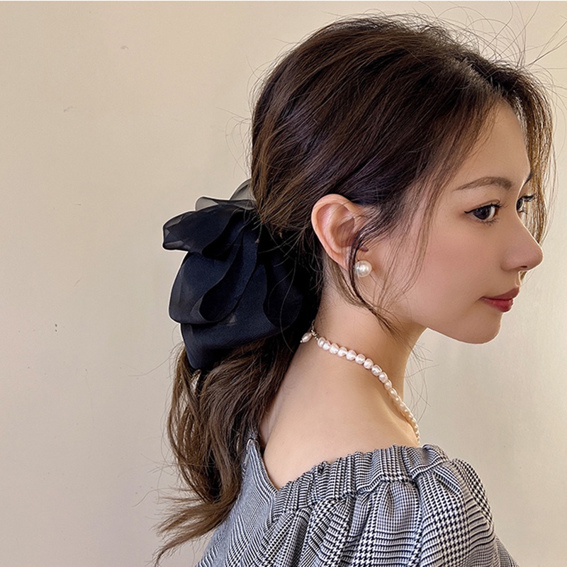 Kẹp Tóc Nơ Bằng Vải Voan Cỡ Lớn Phong Cách Cổ Điển Thanh Lịch Dành Cho Nữ