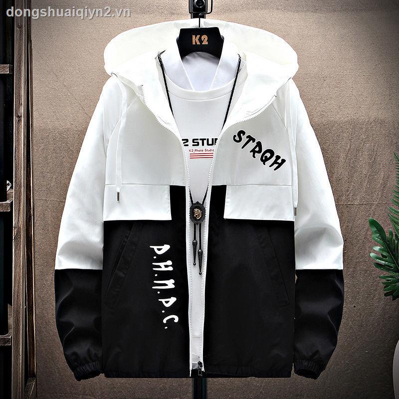 Spring and Autumn Men s Jacket Korean Trend Workwear Jacket Youth Student Hooded Gown Thin Casual Top Clothes