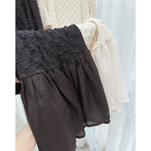 Váy thun xốp phối tơ voan đuôi cá, phom suông rộng chất liệu co giãn 4 chiều mặc cực kỳ thích