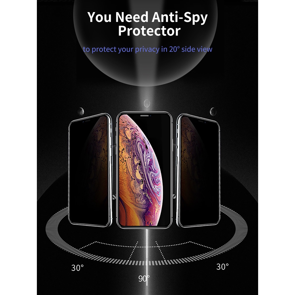 Miếng Dán Cường Lực MiPow Anti Spy 2.7D, Chống Nhìn Trộm Dành Cho iPhone 13 Pro Max / 13 Pro / 13