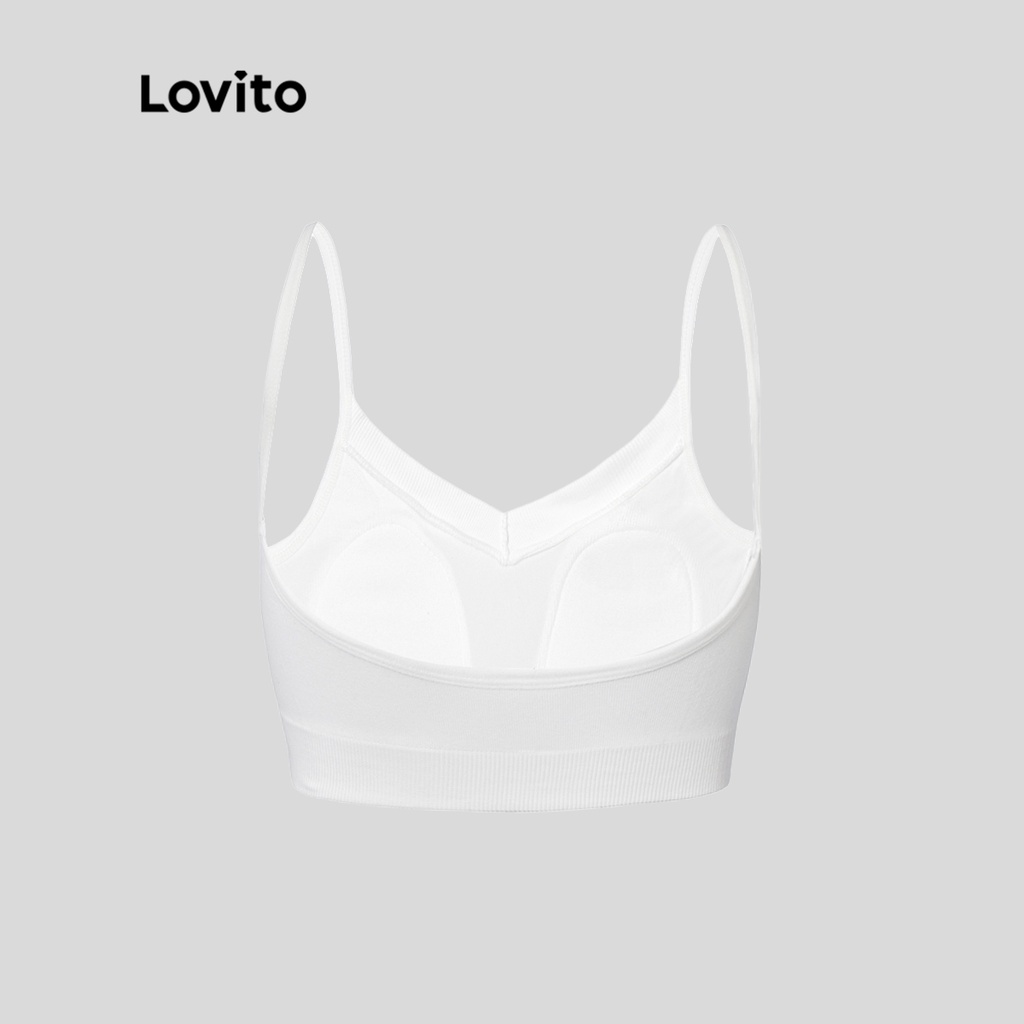 Lovito Thể thao Yoga Thể dục Đệm có thể tháo rời V Dây đeo cổ Mỳ Ý Có độ đàn hồi tốt cho phụ nữ Áo ngực thể thao L34AD031