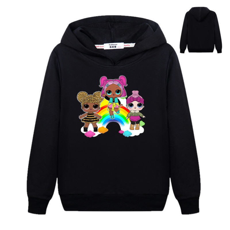 Áo Hoodie Tay Dài Hình Búp Bê Xinh Xắn Đáng Yêu Cho Bé Gái