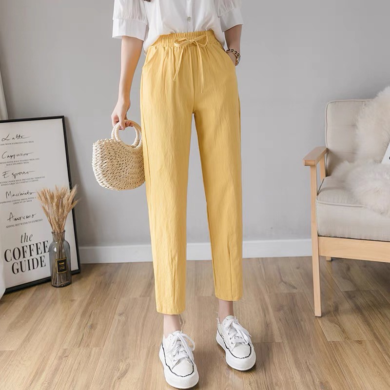Quần baggy đũi cạp chun dáng lửng - chất đũi mát mịn - nhiều màu siêu xinh | BigBuy360 - bigbuy360.vn