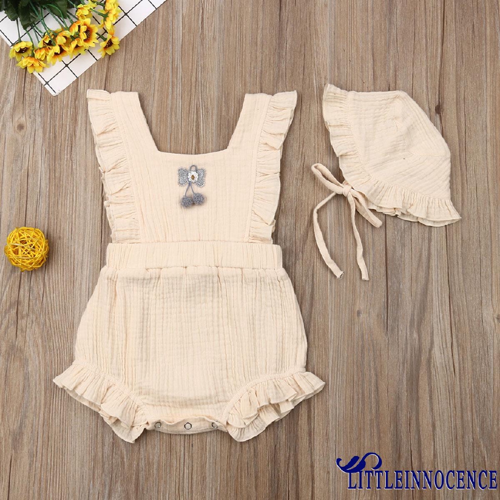 Bộ áo liền thân chất liệu cotton đáng yêu cho bé gái