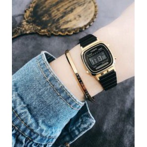 (Ảnh thật) Đồng hồ Couple Casio A168 và La670 Gold Black - Chính hãng