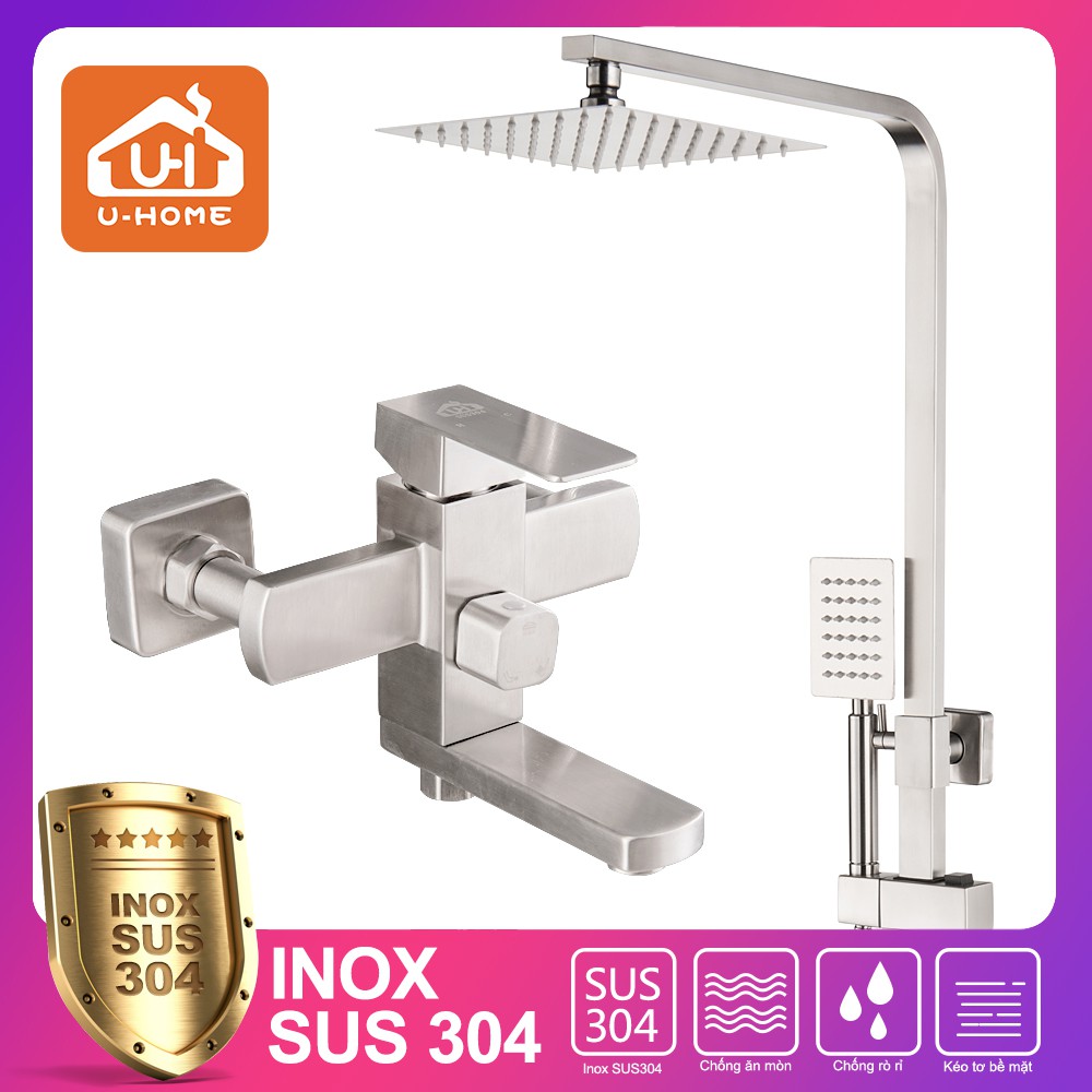 Bộ sen cây tắm đứng nóng lạnh Inox SUS 304 U-HOME ST60-9510B Sen bộ tắm đứng nóng lạnh（sang trọng）