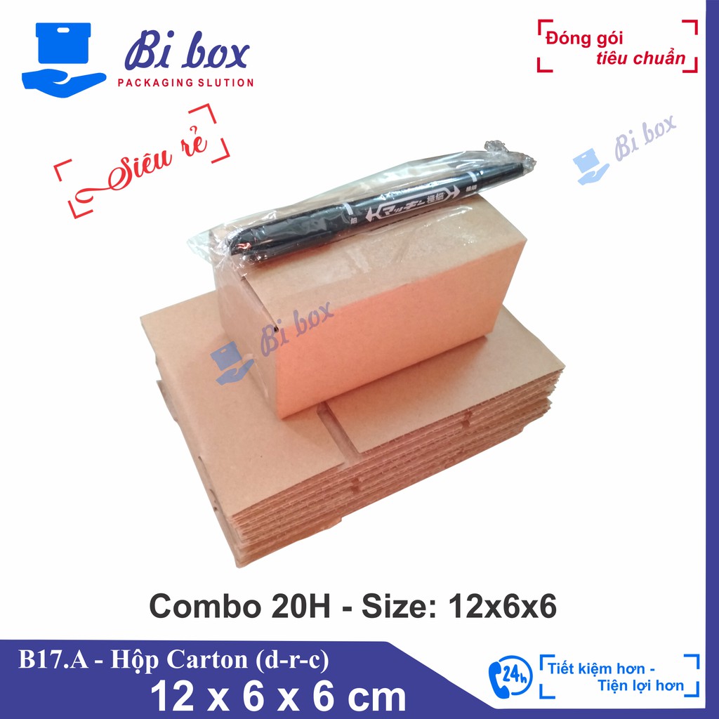 Combo 20 hộp giấy 12x6x6 - thùng hộp carton đóng hàng