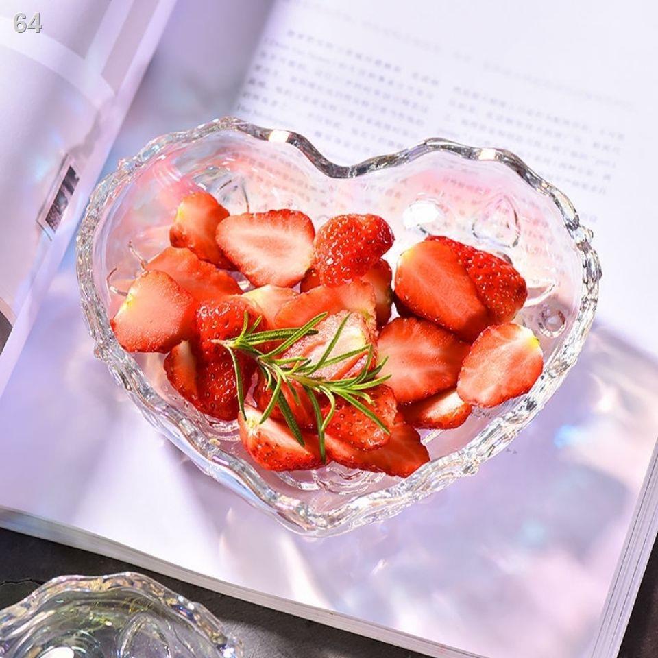 FMiễn phí vận chuyển đĩa thủy tinh sáng tạo hình tình yêu ăn nhanh gia đình trái cây sấy khô Dưa hạt hoa hồng cặp đôi bạ