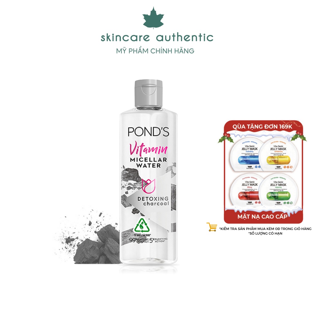 Nước Tẩy Trang Pond's Vitamin Micellar Water D-Toxx Charcoal Than Hoạt Tính Sạch Sâu 400ml