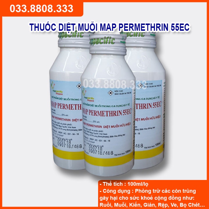 Diệt muỗi y tế Map Permethrin 55EC chai 100ml - diệt muỗi kiến gián, côn trùng nhập khẩu