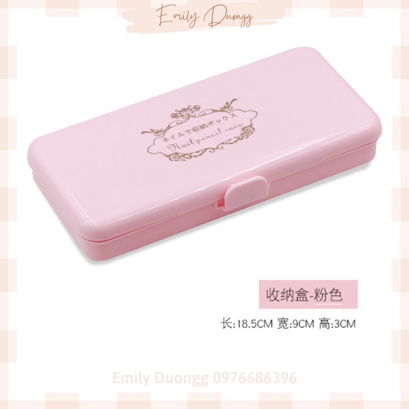 Hộp nhựa màu hồng đựng dụng cụ nail - hộp đựng cọ