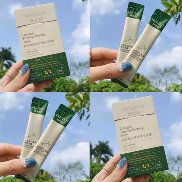 Combo 3  túi nhỏ mặt nạ ngủ collagen YANJIAYI tăng độ ẩm, đàn hồi, căng bóng da – PN301