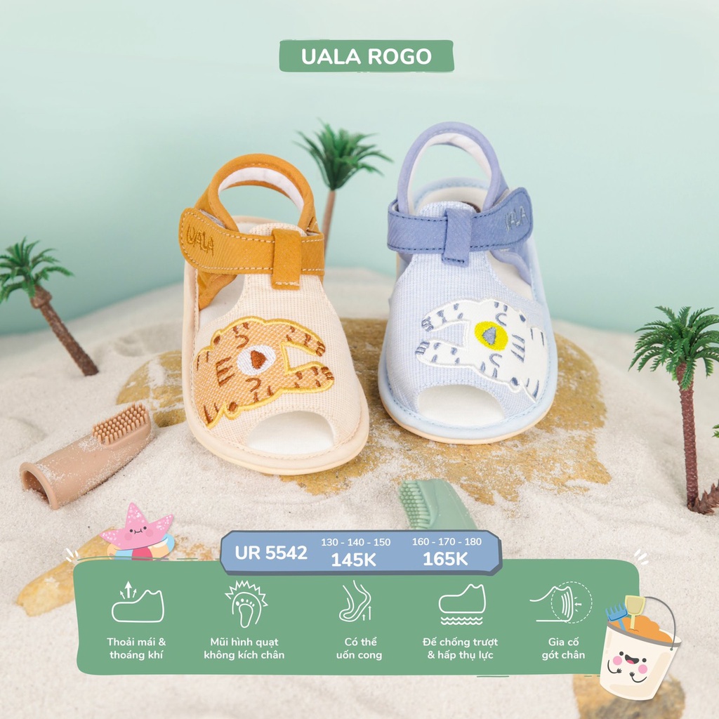 UALA ROGO - Giày tập đi bé trai hổ con nhảy nhót chuẩn y khoa đế cao su non chống trơn trượt siêu mềm nhẹ