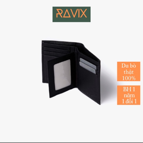 Ví Nam Da Bò Thật Cao Cấp Ravix Flip Ví Cánh Lật Nhiều Ngăn Thẻ Tiện Lợi