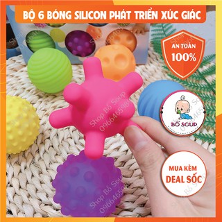 Bộ 6 Bóng Silicon Phát Triển Xúc Giác Cho Bé, Đồ Chơi An Toàn Cho Bé