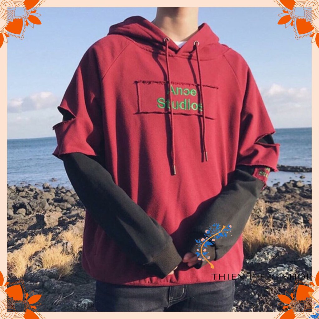 Áo hoodie nỉ rách tay nam