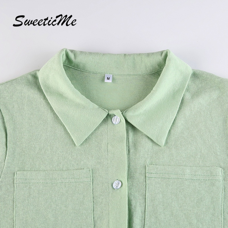 Áo Croptop Dệt Kim Dáng Rộng Sweeticme 2022 Thời Trang Cho Nữ
