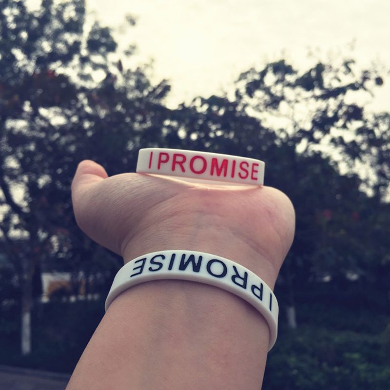 5 Vòng Tay Silicone In Chữ I Promise Thời Trang