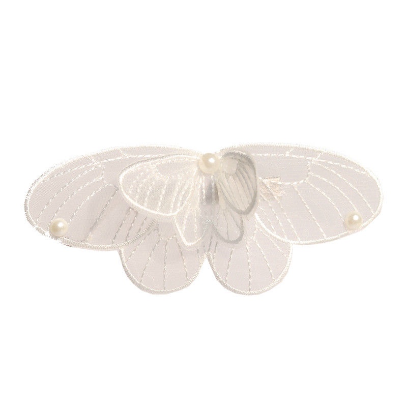 Kẹp Tóc Hình Bướm Phối Dây Ruy Băng Tua Rua Lưng Phong Cách Cổ Điển