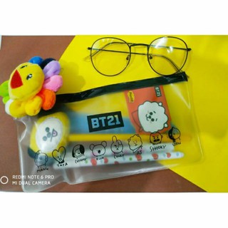 Túi đựng bút trong suốt in hình BT21 đáng yêu