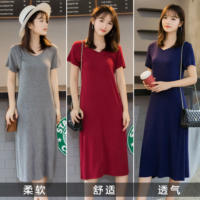 Đầm Tay Ngắn Dáng Rộng Cổ Chữ V Thời Trang Trẻ Trung Cho Nữ | BigBuy360 - bigbuy360.vn