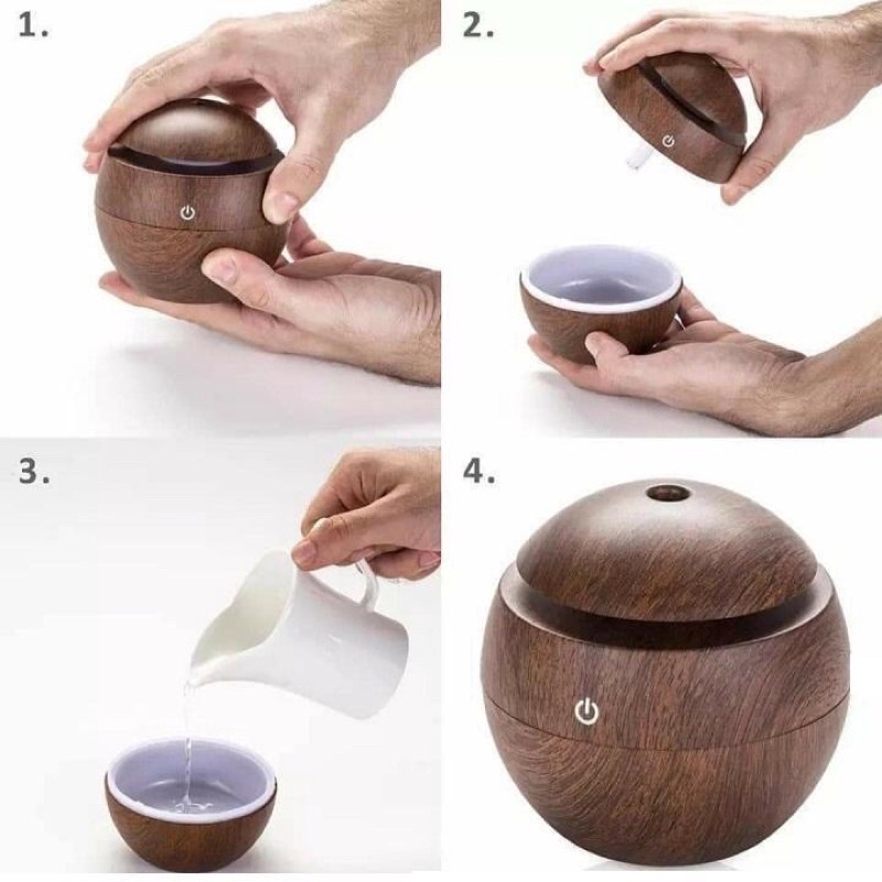 Máy Xông Tinh Dầu Vân Gỗ Mini Phun Sương Chống Muỗi Nhỏ Gọn Tiện Dụng HÌNH TRÒN
