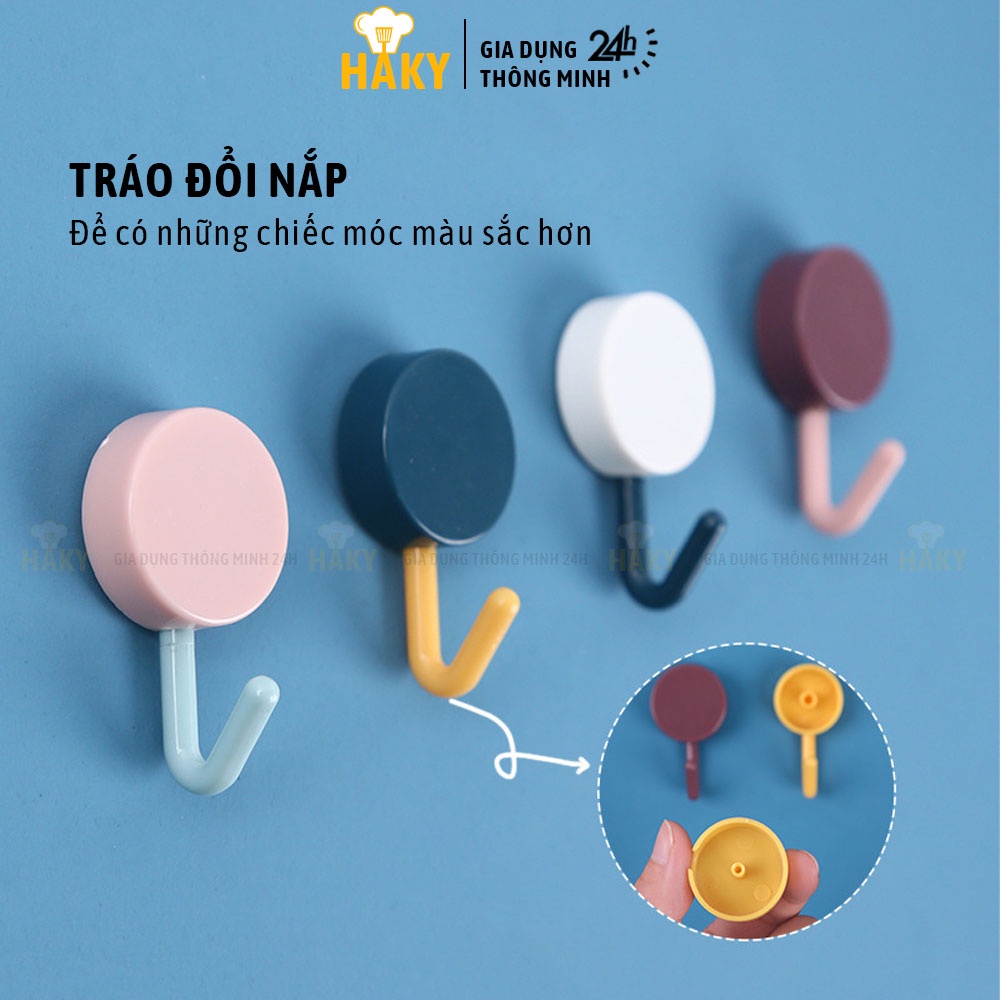 Set 10 móc dán tường treo đồ đa năng HAKY005, móc treo nhiều màu, nhỏ gọn và tiện dụng, chịu lực&lt;1kg, đồ bền cao