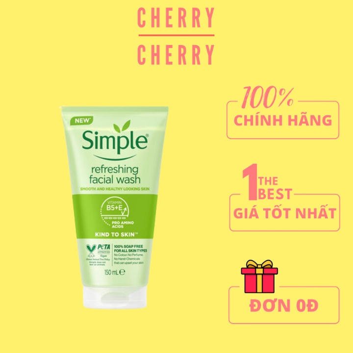 Sữa Rửa Mặt Simple Kind To Skin Refreshing Facial Wash 150ml