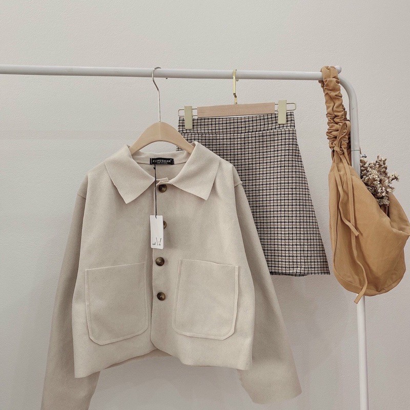 Set Áo Khoác Dạ mix Chân váy