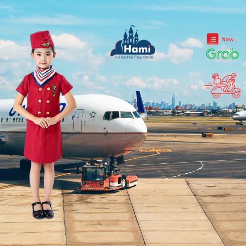 Trang phục tiếp viên hàng không cho bé gái size 15, 30kg hm0456
