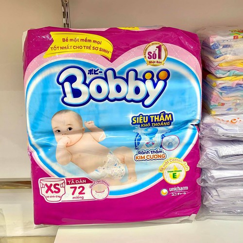 [TẶNG 6 MIẾNG] Tả Dán Sơ Sinh BOBBY Size Dưới 5KG  72 MIẾNG