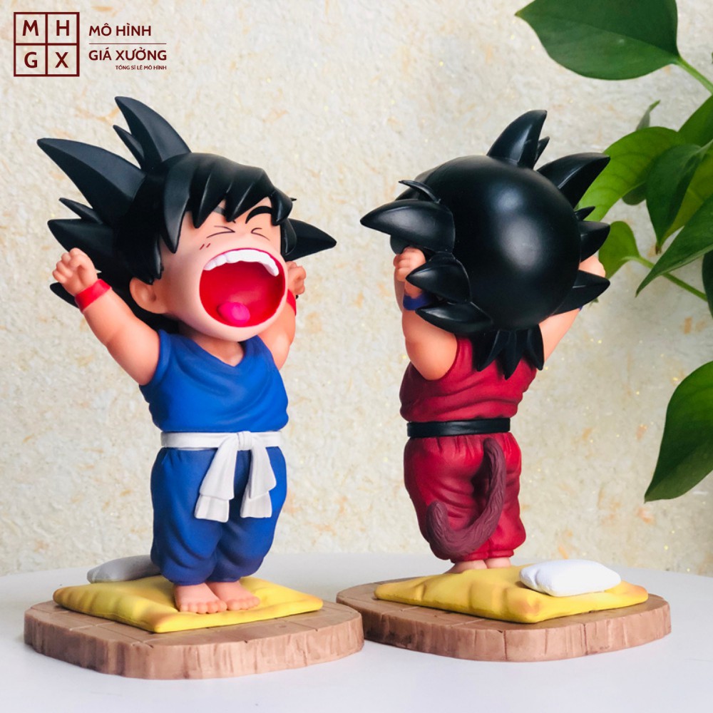 Siêu dễ thương Mô Hình Son Goku Ngáp Ngủ ( 2 màu áo ) - Cao 14cm - Tượng Figure Songoku Dragonball