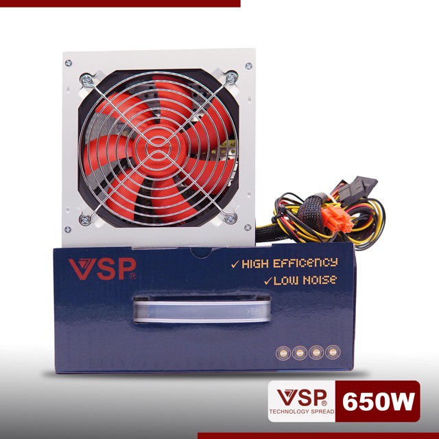 Nguồn máy tính VSP 650W-Kèm dây nguồn - Fullbox- Hàng chính hãng