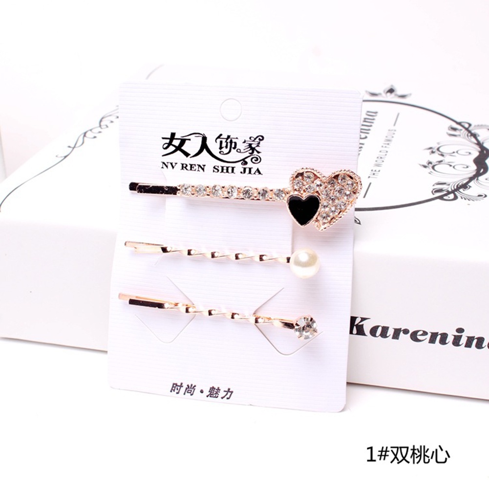 Set 3 kẹp tóc đính đá thời trang cho nữ