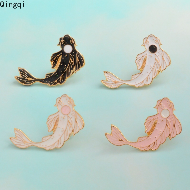 Ghim cài áo Miss Zoe tráng men cứng hình cá Koi 4 kiểu âm dương làm quà tặng trang sức