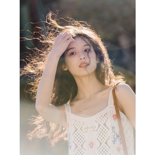 Áo Boho/Vintage len móc hai dây phong cách bohemian du lịch retro Hàn Quốc Layla Corner