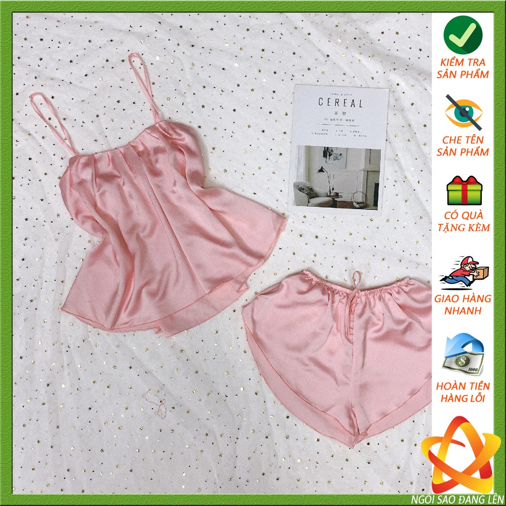 Đồ ngủ sexy ️ Freeship Đồ ngủ sexy 2 dây lụa satin mềm mịn Freesize 40-60kg