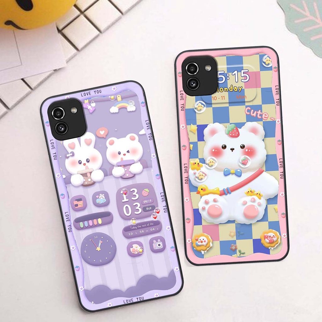 Ốp lưng Samsung A03 in hình gấu cute,bò sữa 3D cute dễ thương bảo vệ điện thoại.