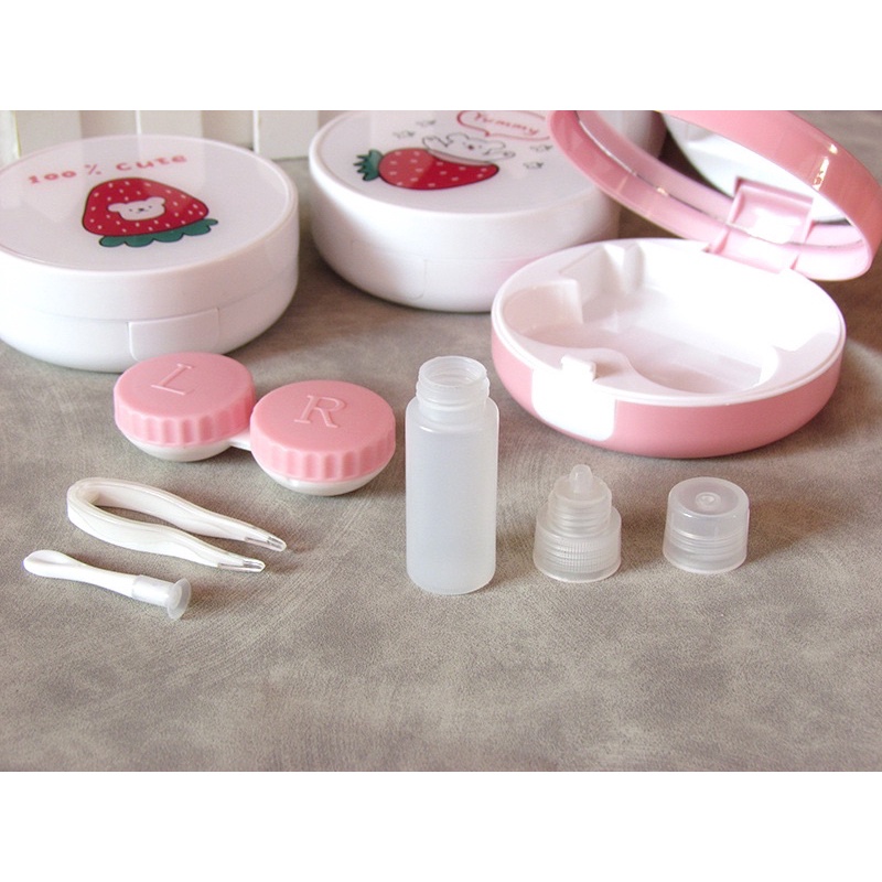 Khay tròn đựng lens dâu kute + các kiểu