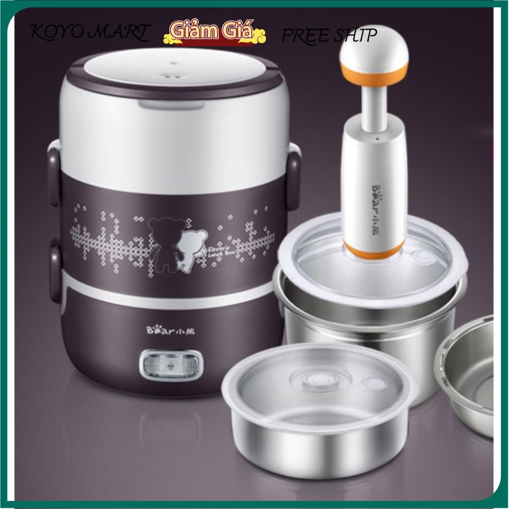 Hộp cơm cắm điện 3 tầng BEAR DFH-S2123, sử dụng inox 304 cao cấp