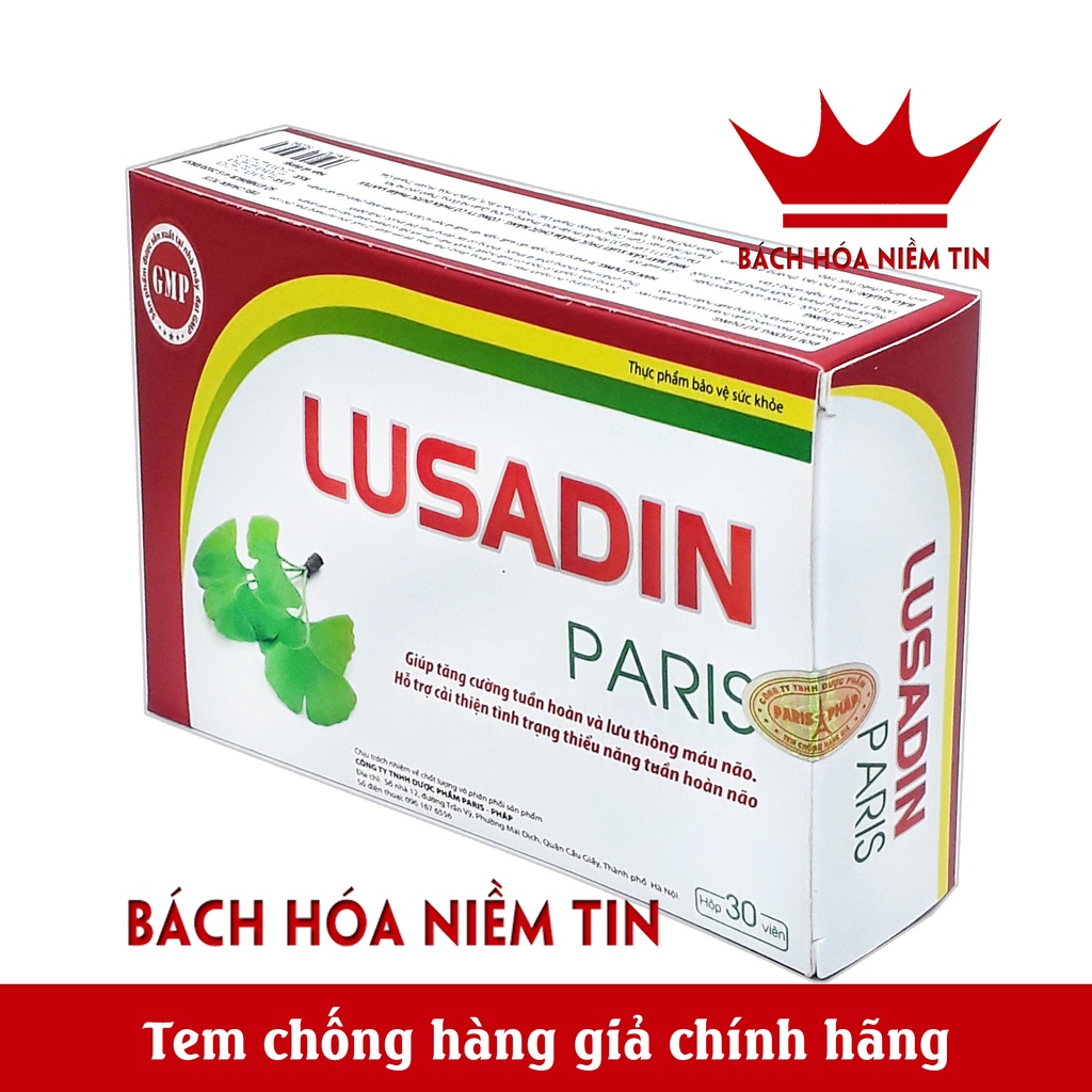 Viên uống bổ não Lusadin Paris -thành phần ginkgo biloba giúp giảm đau đầu chóng mặt, mất ngủ