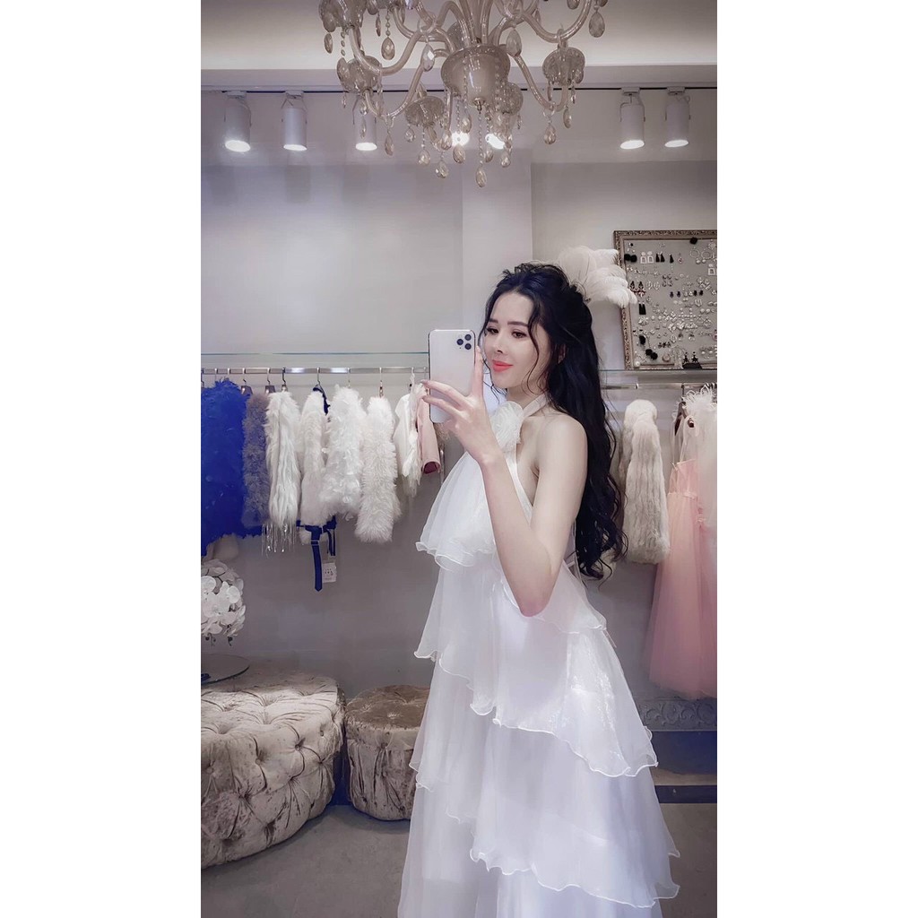 [FREESHIP 50K]  Đầm Maxi Nữ NHIHOUSE71 Cổ Yếm Đi Biển Bèo 5 Tầng Đính Bông Sang Chảnh Chất Voan Mềm Mại Nhẹ Mát 50 - 65K | BigBuy360 - bigbuy360.vn